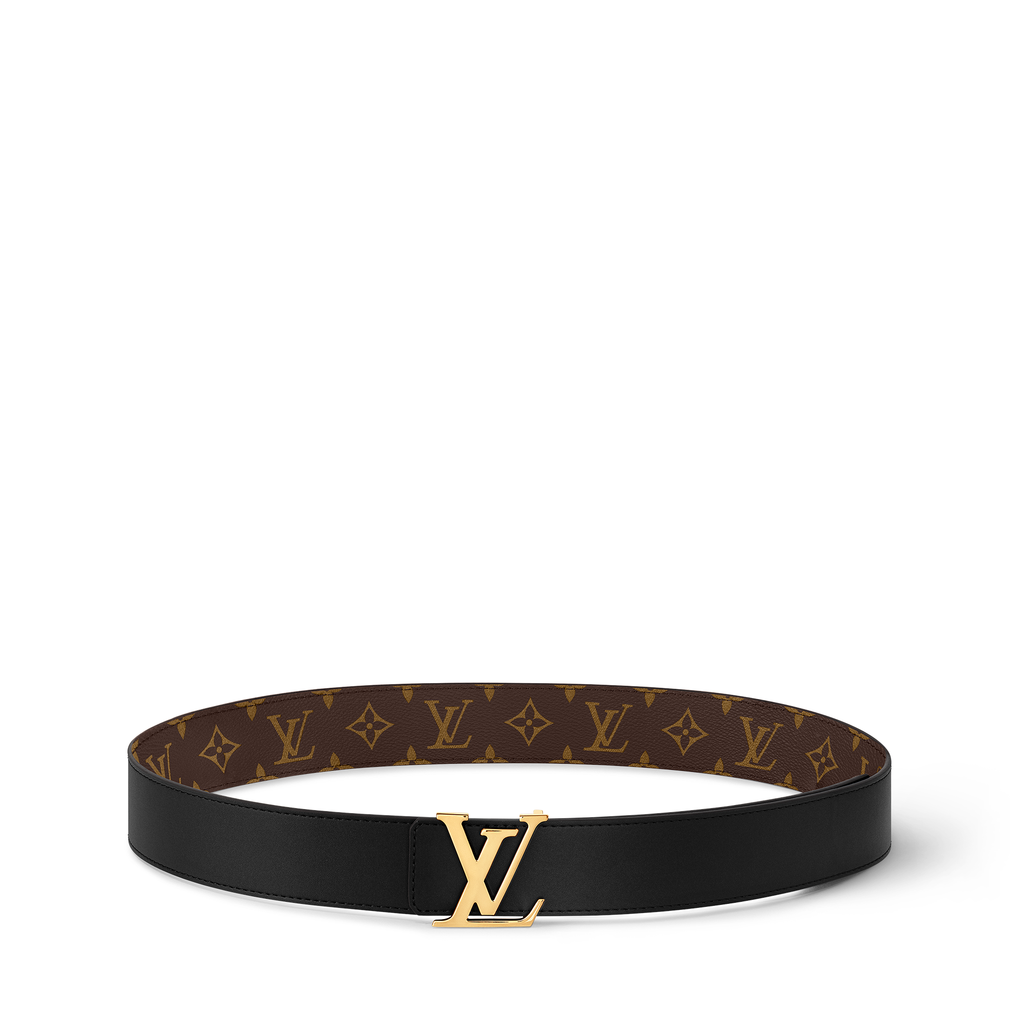 LOUIS VUITTON ブラック ラバーベルト LV Initials 40MM Reversible Belt Monogram Canvas
